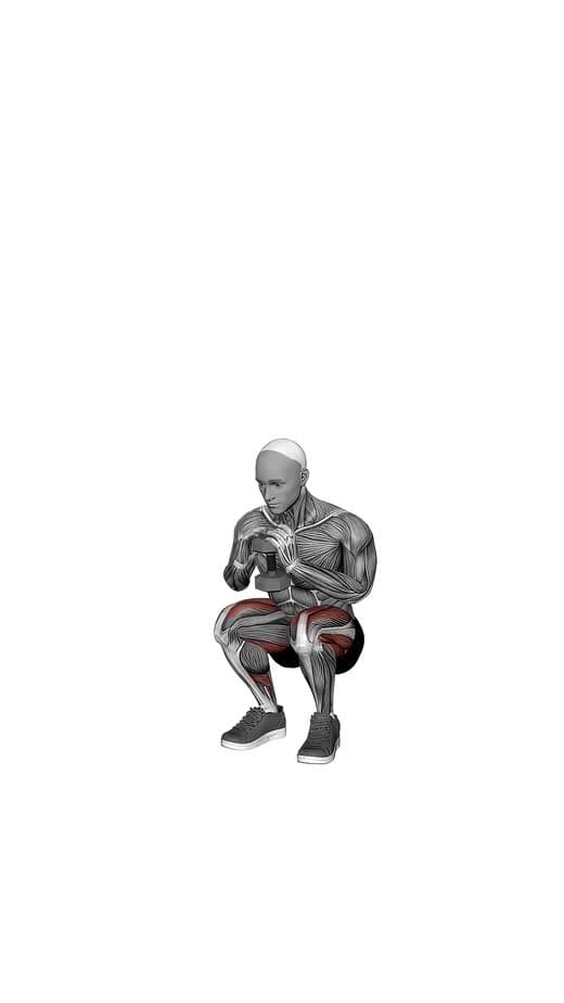 A dumbbell goblet squat, demonstrated